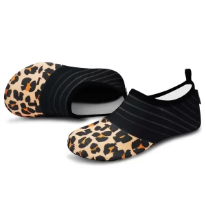 Water Sports Shoes for Women, Leopard Pattern Barefoot Quick-Dry Aqua Yoga Socks