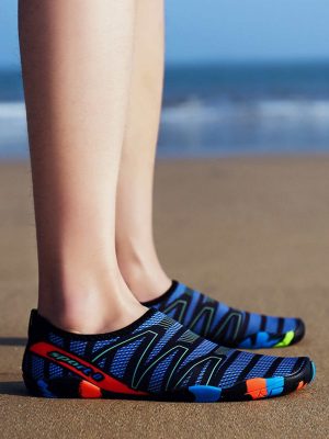 Men Striped Pattern Creek Shoes, Polyester Sporty Sneakers For Beach