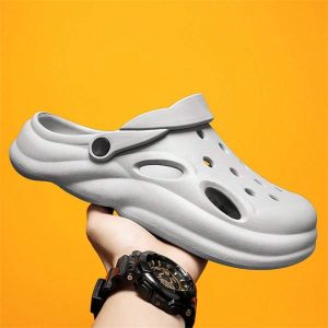 Men’s Hollow Out Thick Bottom Beach Shoes, Outdoor, Anti-Slip, Wear-Resistance, Height Increasing, Soft Sandals